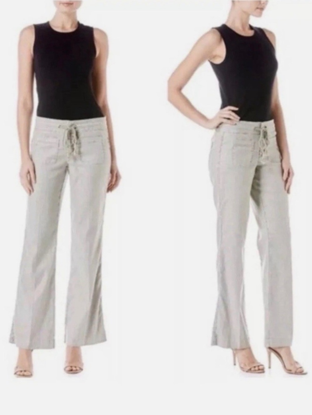 Anthropologie Level 99 Lana Neutral Beige Linen Tencel Pants NWT SZ 26